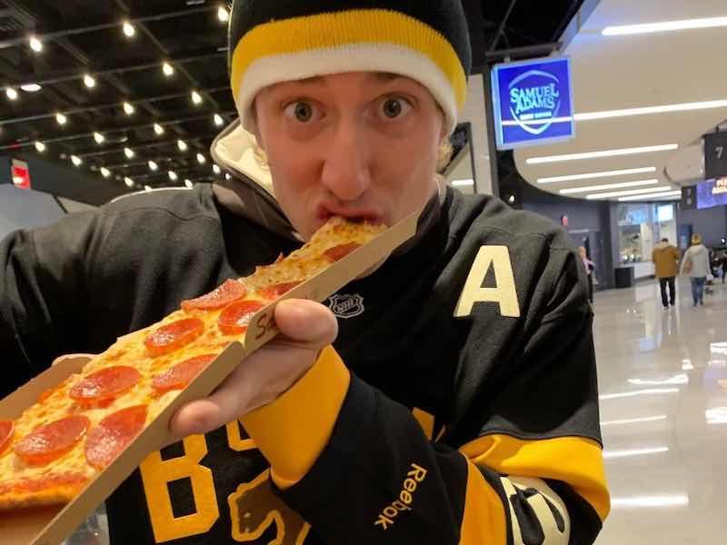 Grout is a pizza fanatic, especially when taking in a game of his beloved Boston Bruins.