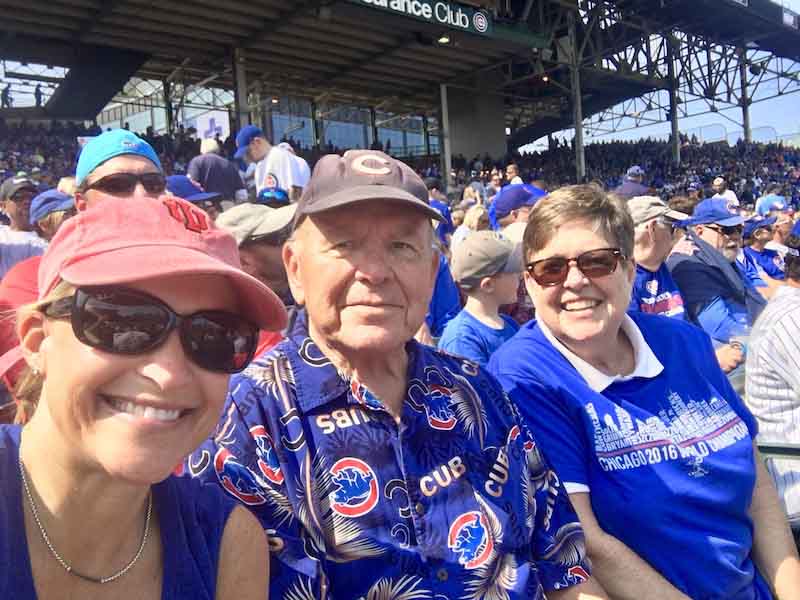Go Cubs, with parents Jim and Jeanie Hill.