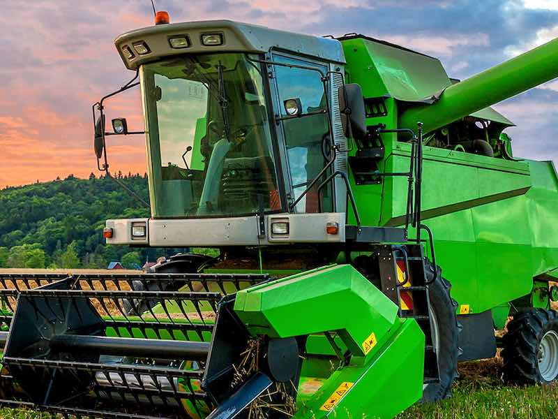 green painted farm tractor