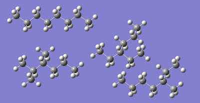Figure 1. n-octane, three isomers of octane.
