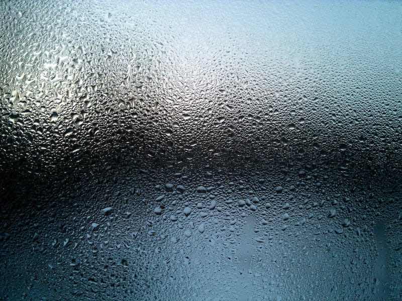 water beading on metal