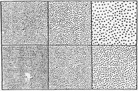 Fig. 3: Ten percent of surface area corroded per ASTM B537. Each square illustrates 10 percent of surface area covered by dots, which vary in size.