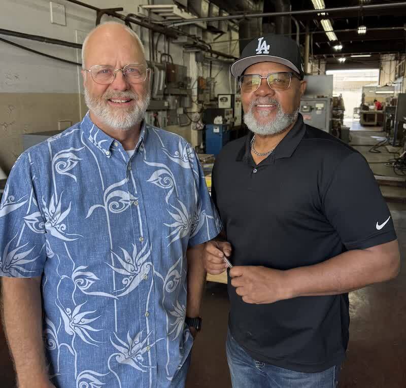 Jim Meyer and Scott Kline, ARS's operations manager who has worked in the facility for 47 years.