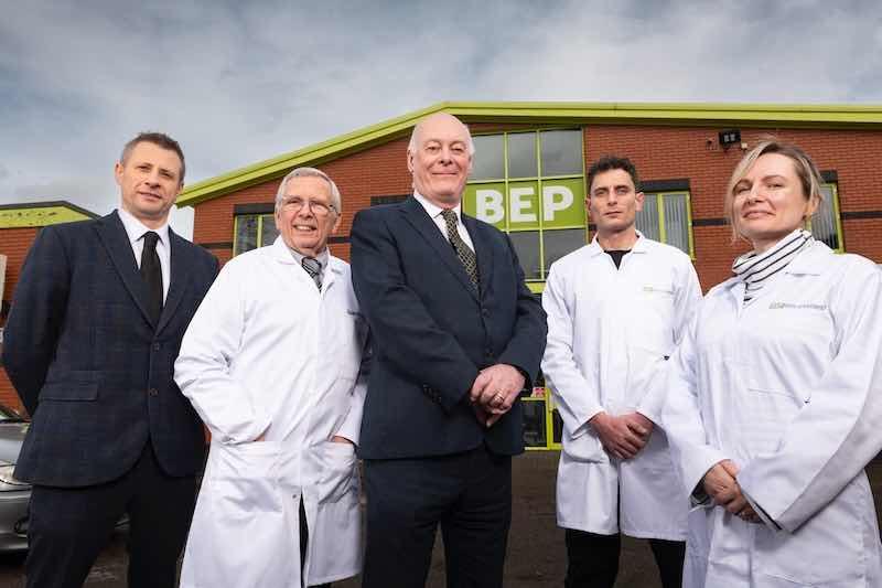 BEP Solutions, from left to right, Mark Broadhead, Commercial Manager; John Torr, John Chief Technical Officer; Andrew McClusky, Managing Director; Fernando Milan, Chemical Engineer; and Gemma Saunders, Financial Analyst.