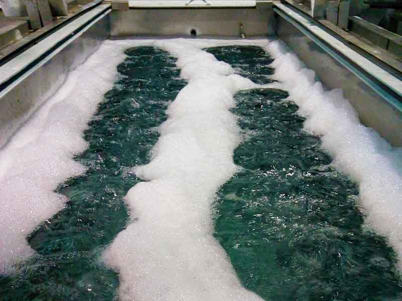 water agitated in a tank