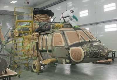helicopter being coated