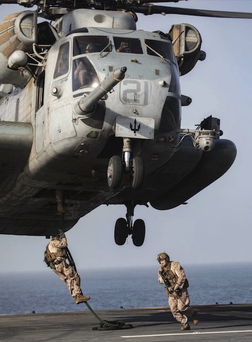 The original TCP formulation was spray applied to an H-53 Super Stallion helicopterâs outer aluminum surfaces prior to the application of primer and topcoat paint. (Photo Credit: Mass Communication Specialist 1st Class Zachary Anderson)