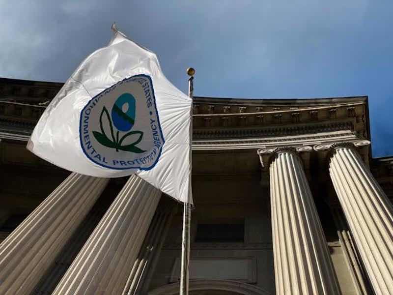 epa flag flying outside of building