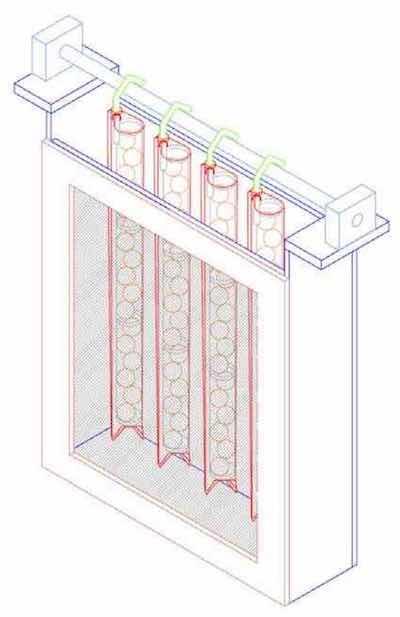 Figure 6 - Anode box geometry with incorporated frame