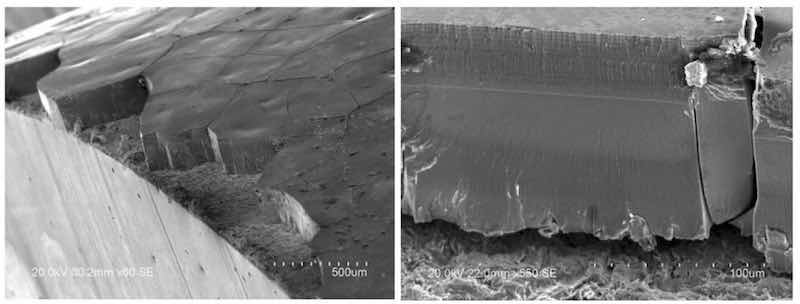 Figure 7 - SEM images of the trivalent chromium coating cross-section.