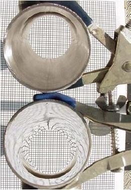 Figure 11 - Stainless steel surface before and after pulse reverse electropolishing in sodium chloride-sodium nitrate electrolyte.