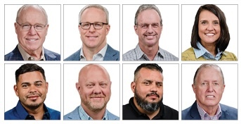 GPC officers include, from top left, clockwise: Counte Cooley, Chairman, Principal Shareholder and Co-Founder; Dallas Cooley, Chief Servant and CEO; Stanley Phillips, Chief Financial and Production Officer, Co-Owner and Co-Founder; Meagan Gaillard, Chief Operations Officer; Orlin Lainez, Operations Manager; Jason Peck, Quality Control Manager; Daniel Reyes, Shipping Manager; and Dean Coleman, Sales Manager.