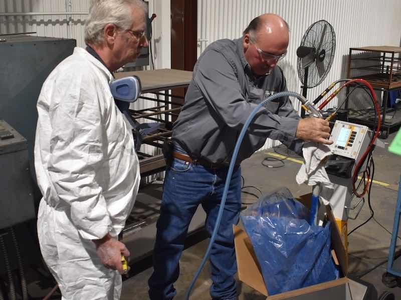 Boley says they currently use two basic colors in their powder coating process, but the Gema OptiFlex system gives them several different options if that changes. 