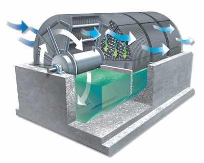 Figure 2 - Rotating biological contactor (Figure courtesy of Walker Process Equipment).