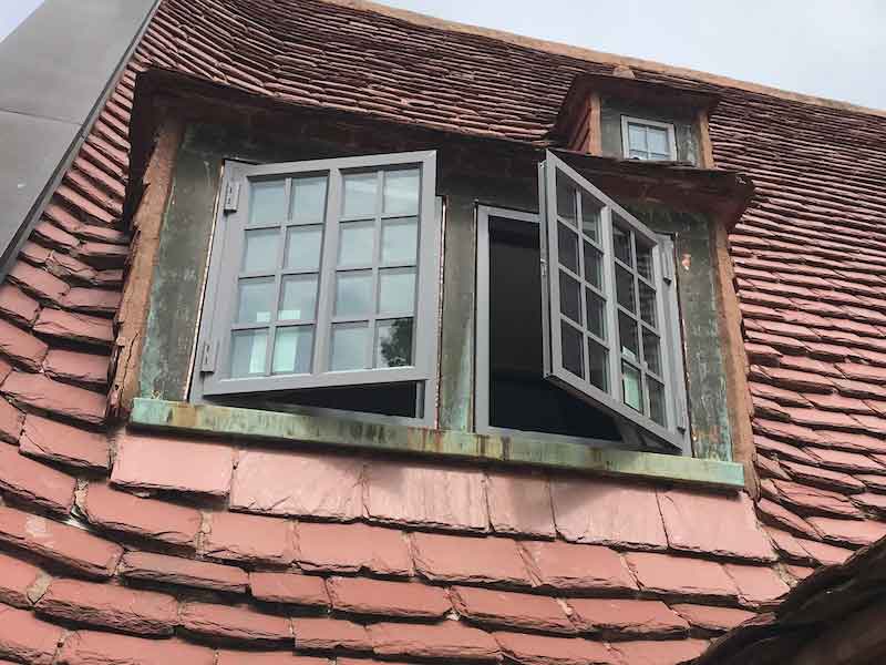 windows in an old school