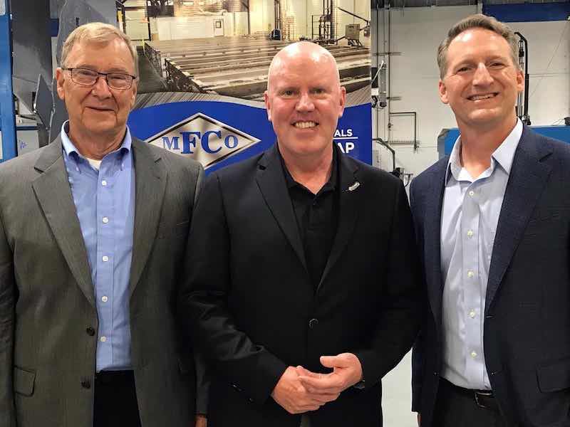 Bob Babst CEO Metal Finishing Company, Dr. Bob Smith CEO Blue Origin, and Rob Babst President Metal Finishing Company touring the Murdock facility.