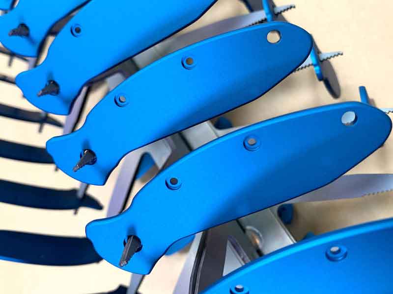 parts being anodized blue