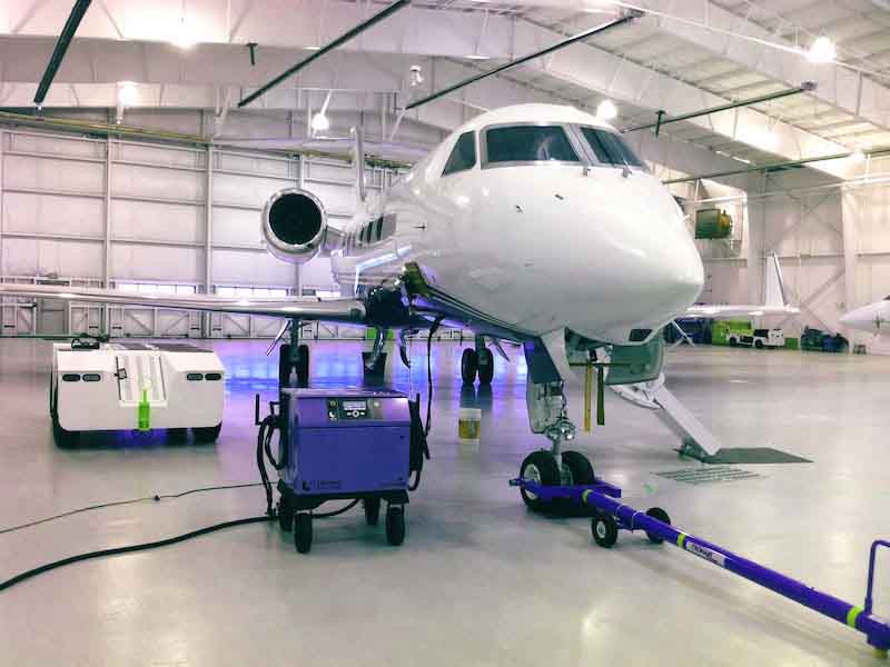 plane in a hanger