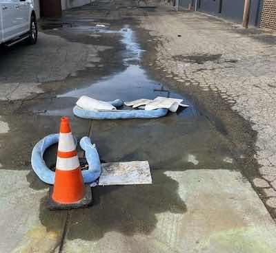 a water line in the former Fini Finish Metal Finishing 
