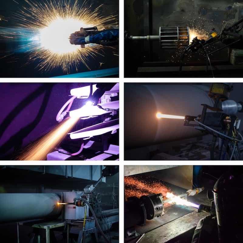 HTS Coatings offers several types of thermal sprays, a process that heats or melts metallic or ceramic materials and deposits them onto a surface.