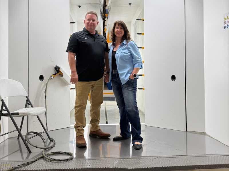 Jim Leidig, GM of Matrix Finishing, and Julie Paskey, Operations Manger, in their new powder coating booth.
