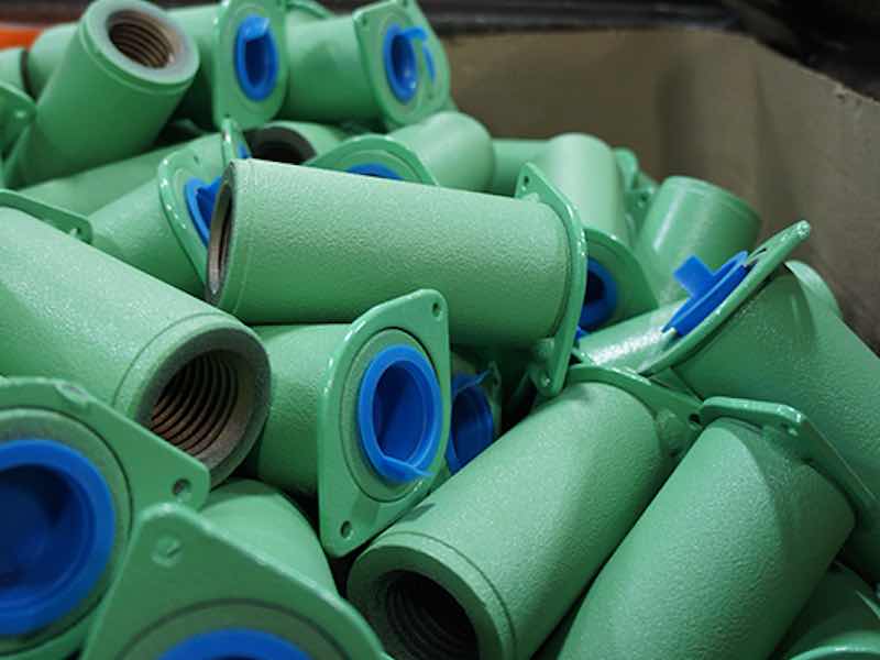 powder coated parts with masking