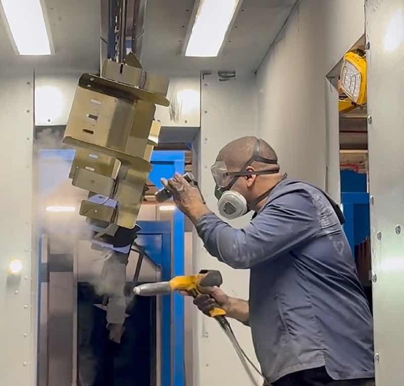 Testrite has a full conveyor line that can coat parts up to 12 feet in length, and they can coat four-foot-by-eight-foot sheets of metal when needed.