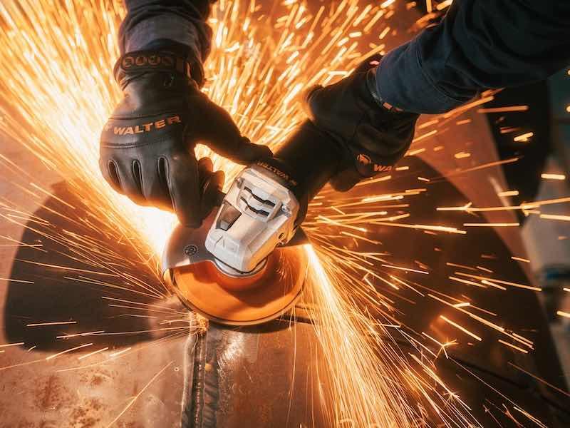 grinder with sparks flying