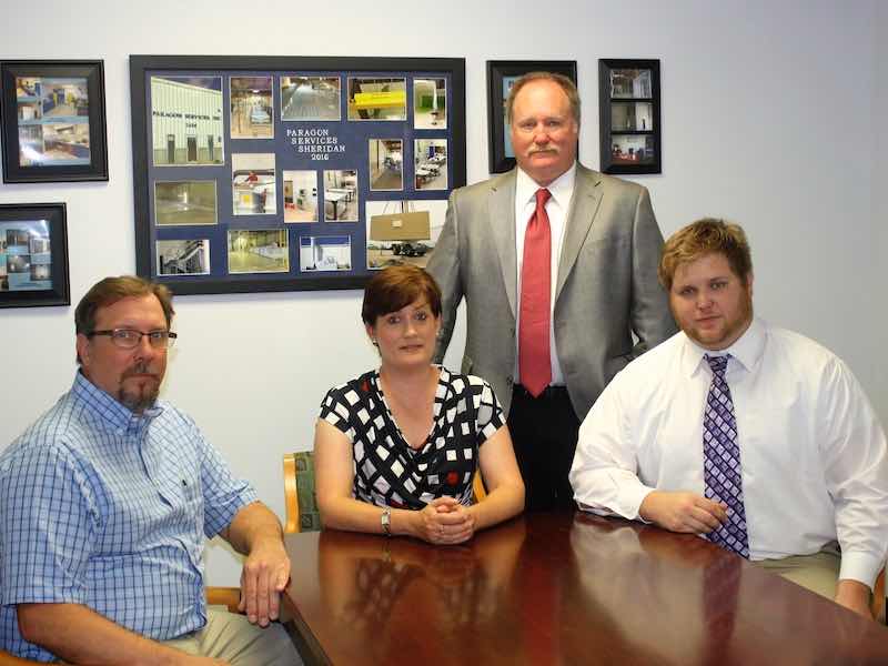 Paragon Services management team includes, from left, Vice President Robert Rowan, Quality Control Officer Marcy Richardson, President Brock Elliott, and Facilities Manager Dusty Elliott.