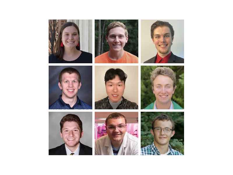 9 images of students