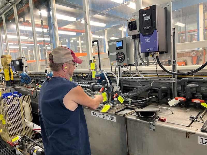 The ecoat line has automatic chemical feeds, oil skimmers, and computer technology so precise it has 166 error codes to pinpoint any issues it may encounter. 