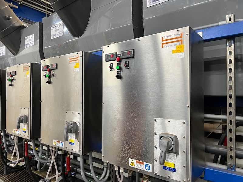 Rectifiers from American Plating Power provide energy to run the finishing lines.