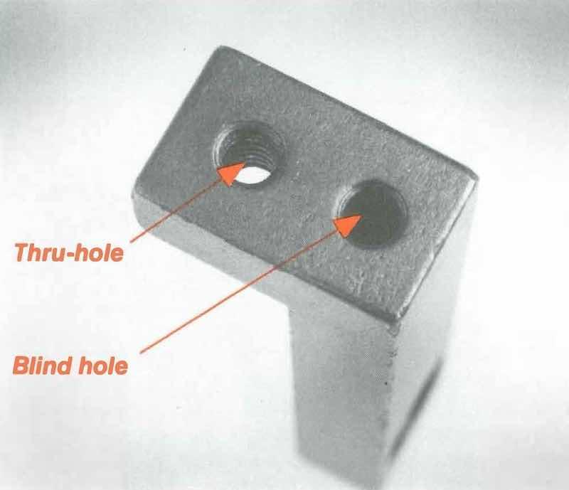 Figure 3: Threads of thru-hole receive plating. Blind hold traps solution, preventing desired coverage and promoting rust.