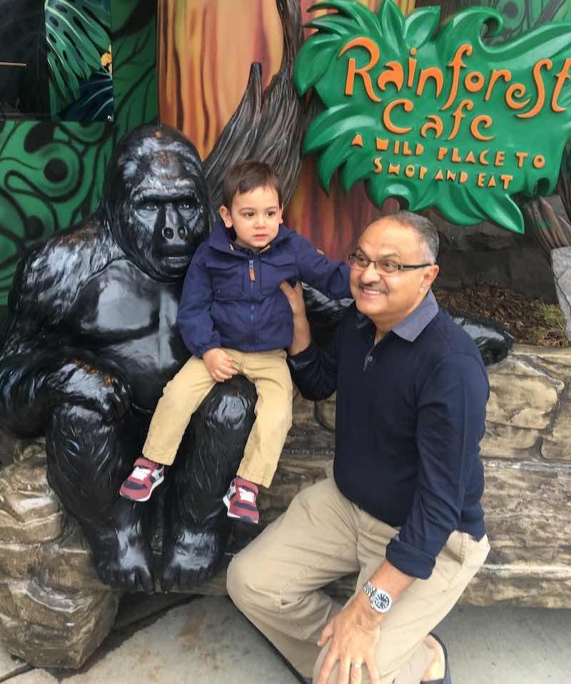 Patel with one of his grandchildren out for an adventure.