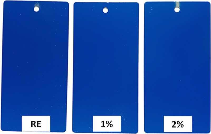 Fig. 2. Comparison of the metal coverage of the cured epoxy coatings used in this study, up to 2 % by wt. calcium-exchanged silica particles.