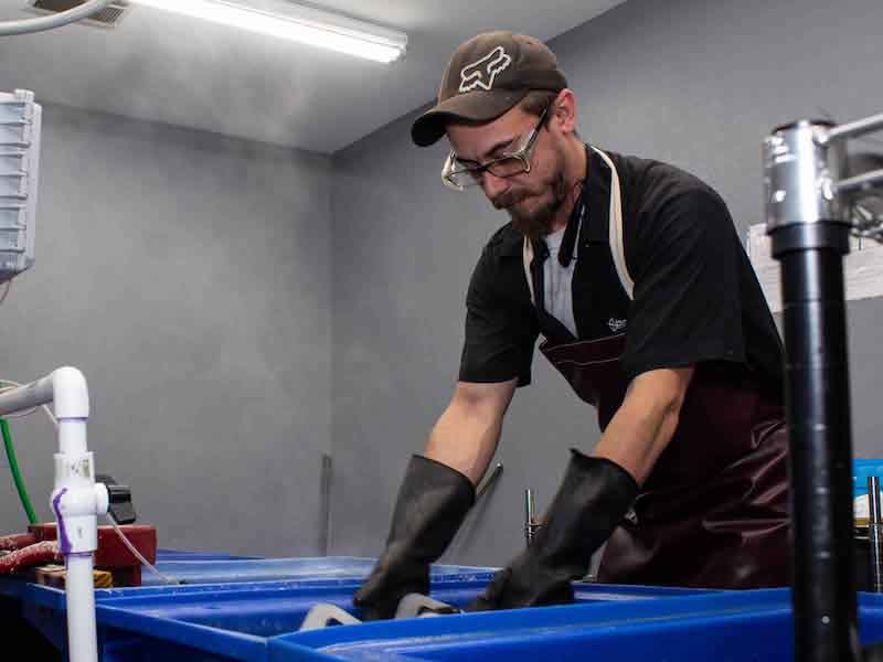 Parts are coated in Hubbard-Hallâs Black-Magic Infusion